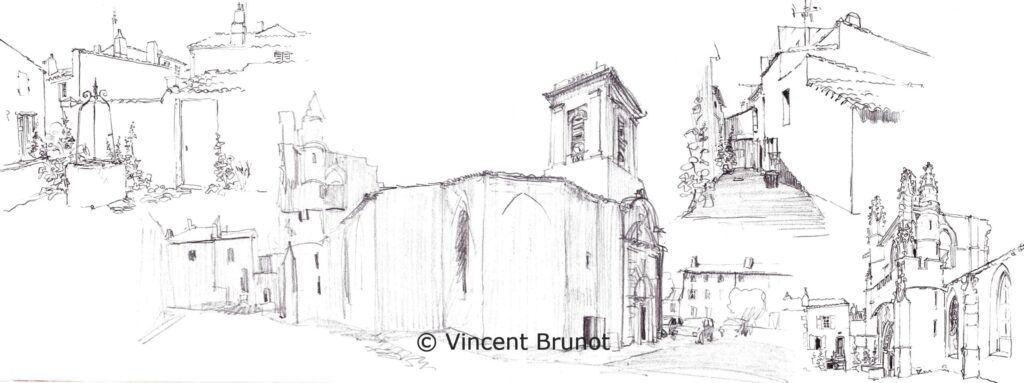 Ruelleseteglisedestmartin, Île de Ré - Dessin de Vincent Brunot