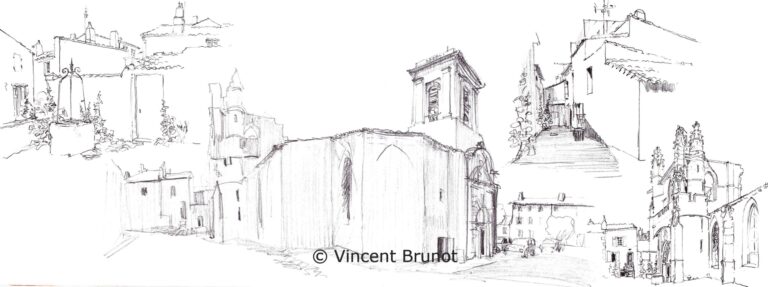 Ruelleseteglisedestmartin, Île de Ré - Dessin de Vincent Brunot