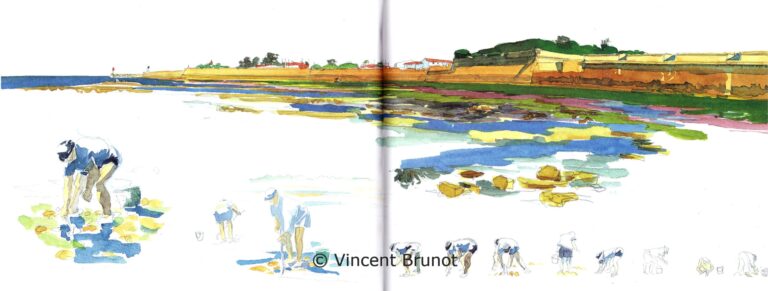 Souslesrempartsdesaintmartin, Île de Ré - Dessin de Vincent Brunot