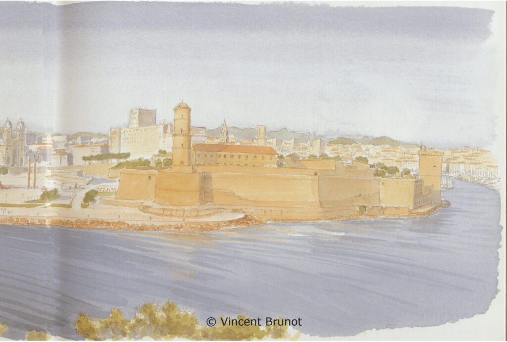 Vuedes jardin du pharo des docks1, Marseille - Dessin de Vincent Brunot