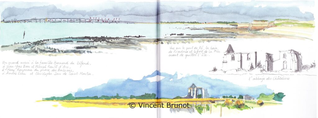 Vuesurlepontdereetbaiederivedoux2, Île de Ré - Dessin de Vincent Brunot